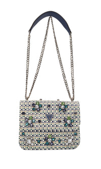 Borsa in tessuto,ecopelle e rafia 