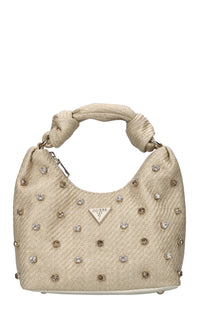 Borsa in rafia con applicazioni gioiello 