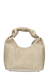 Borsa in rafia con applicazioni gioiello 
