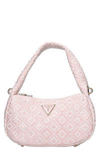 Borsa in ecopelle e rafia intrecciata 