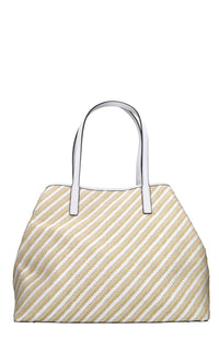 Borsa in rafia tessuto ed ecopelle 