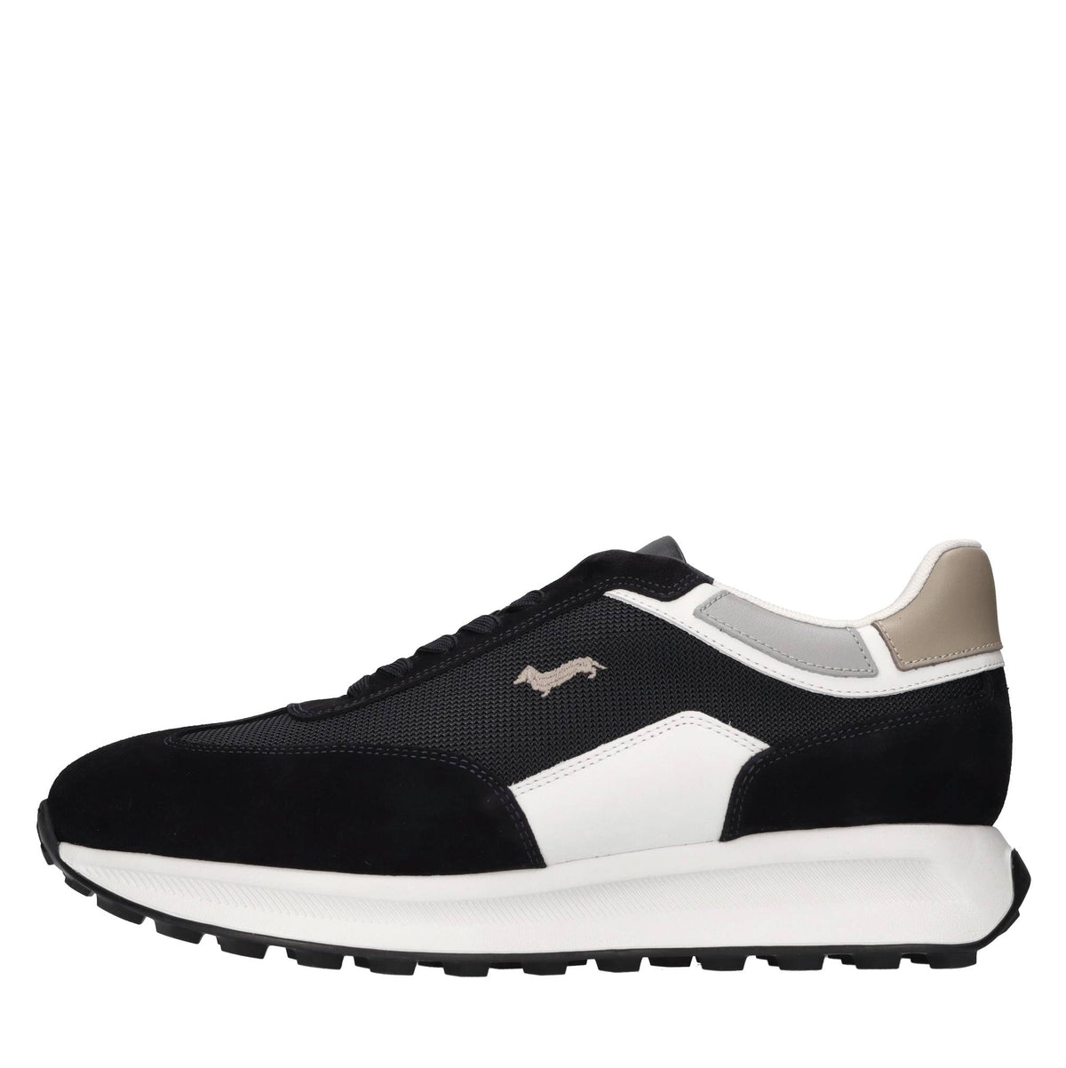 Sneakers in pelle e tessuto. 