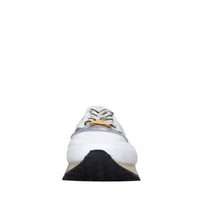 Sneakers in pelle e tessuto 