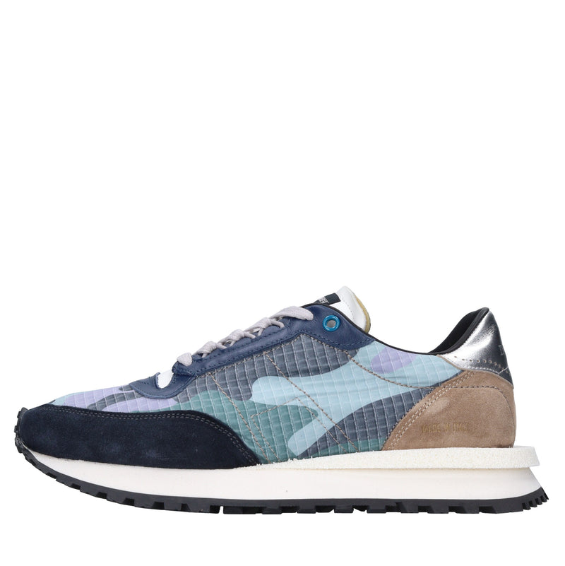 Sneakers in pelle e tessuto 