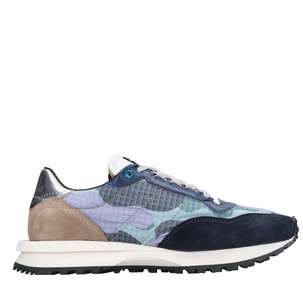 Sneakers in pelle e tessuto 