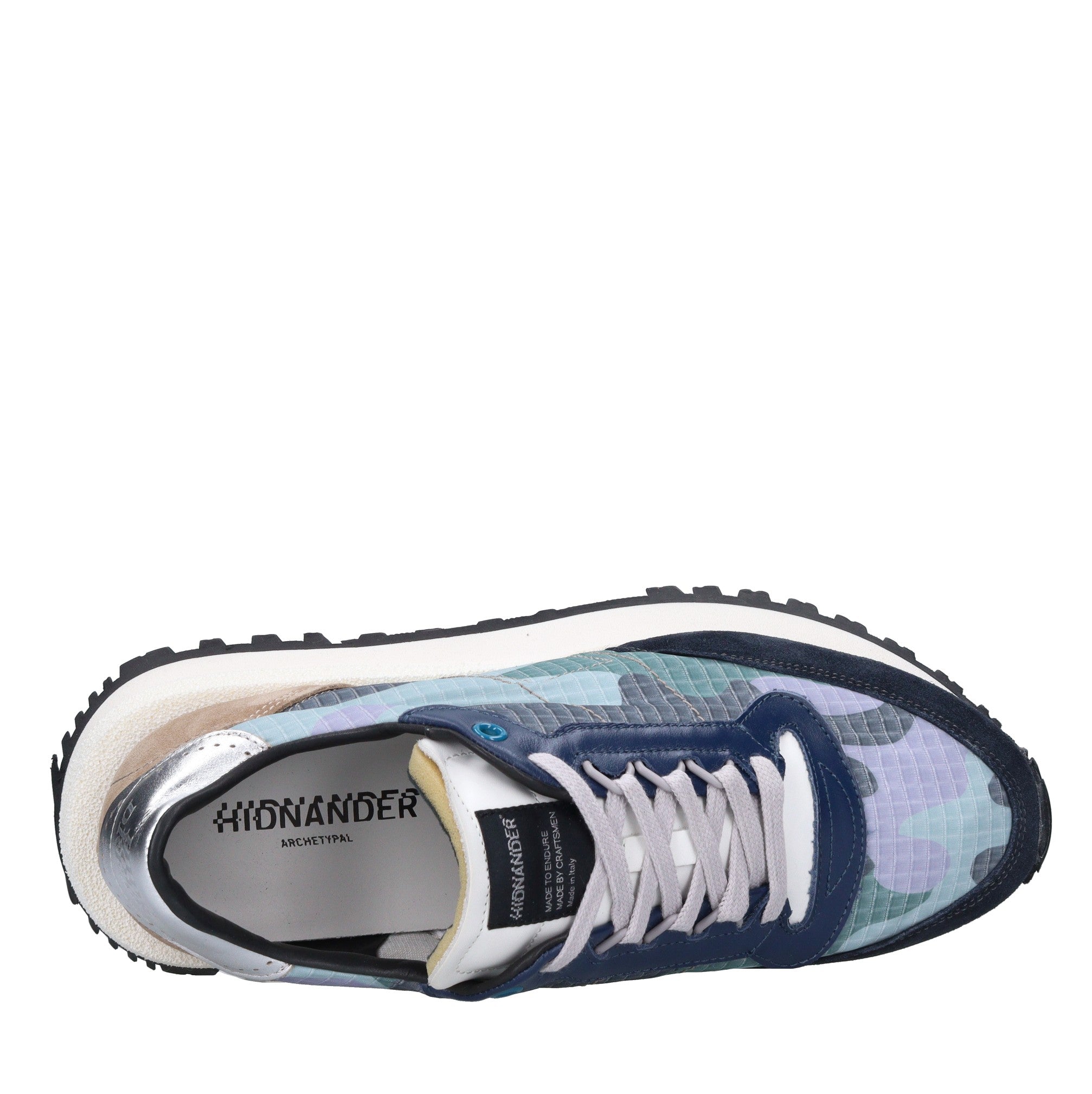 Sneakers in pelle e tessuto 