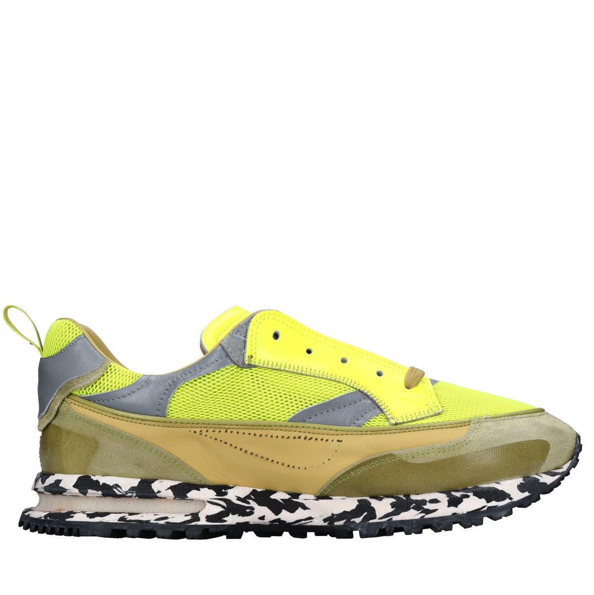 Sneakers in pelle e tessuto 
