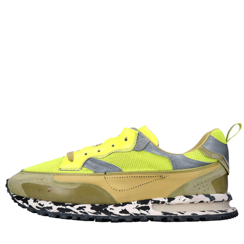 Sneakers in pelle e tessuto 