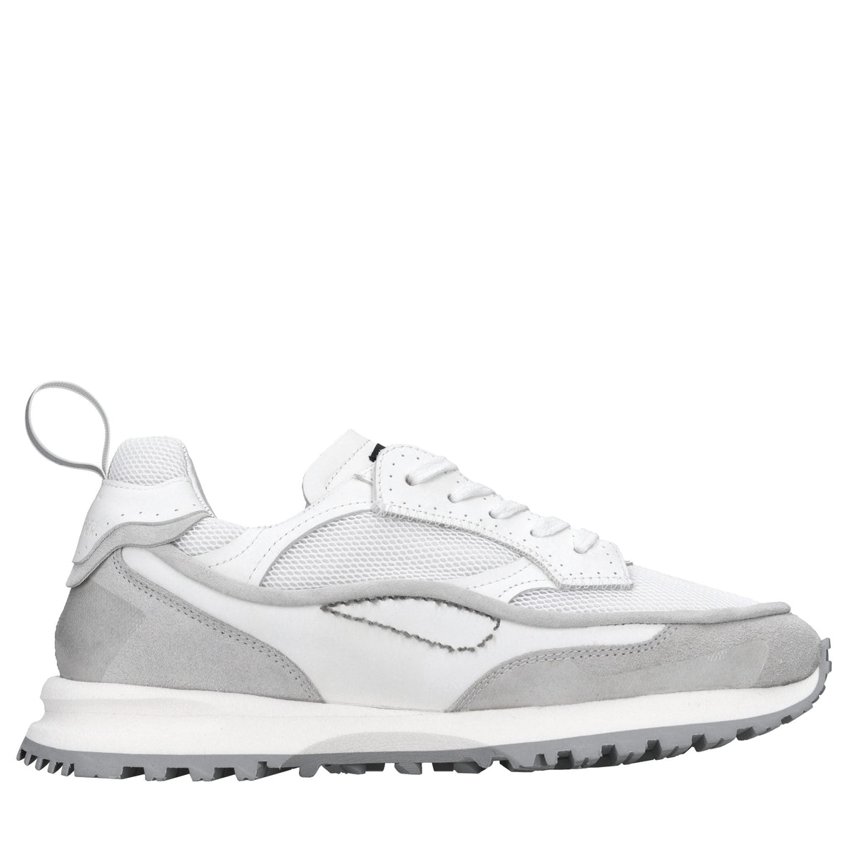 Sneakers in pelle e tessuto 