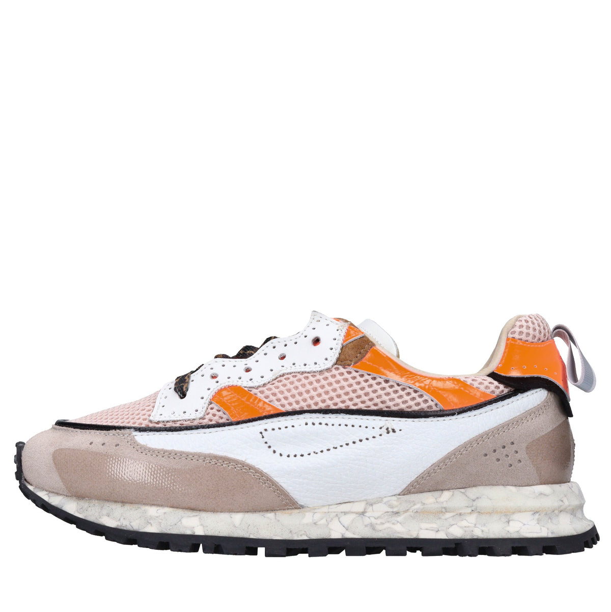 Sneakers in pelle e tessuto 