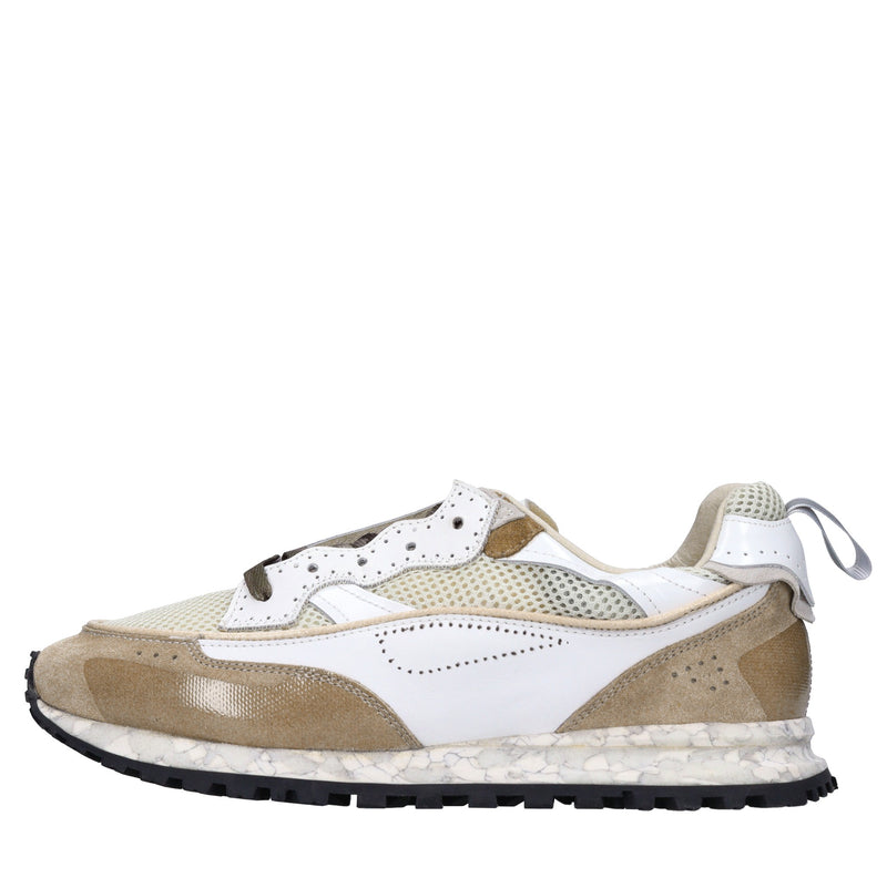 Sneakers in pelle e tessuto 