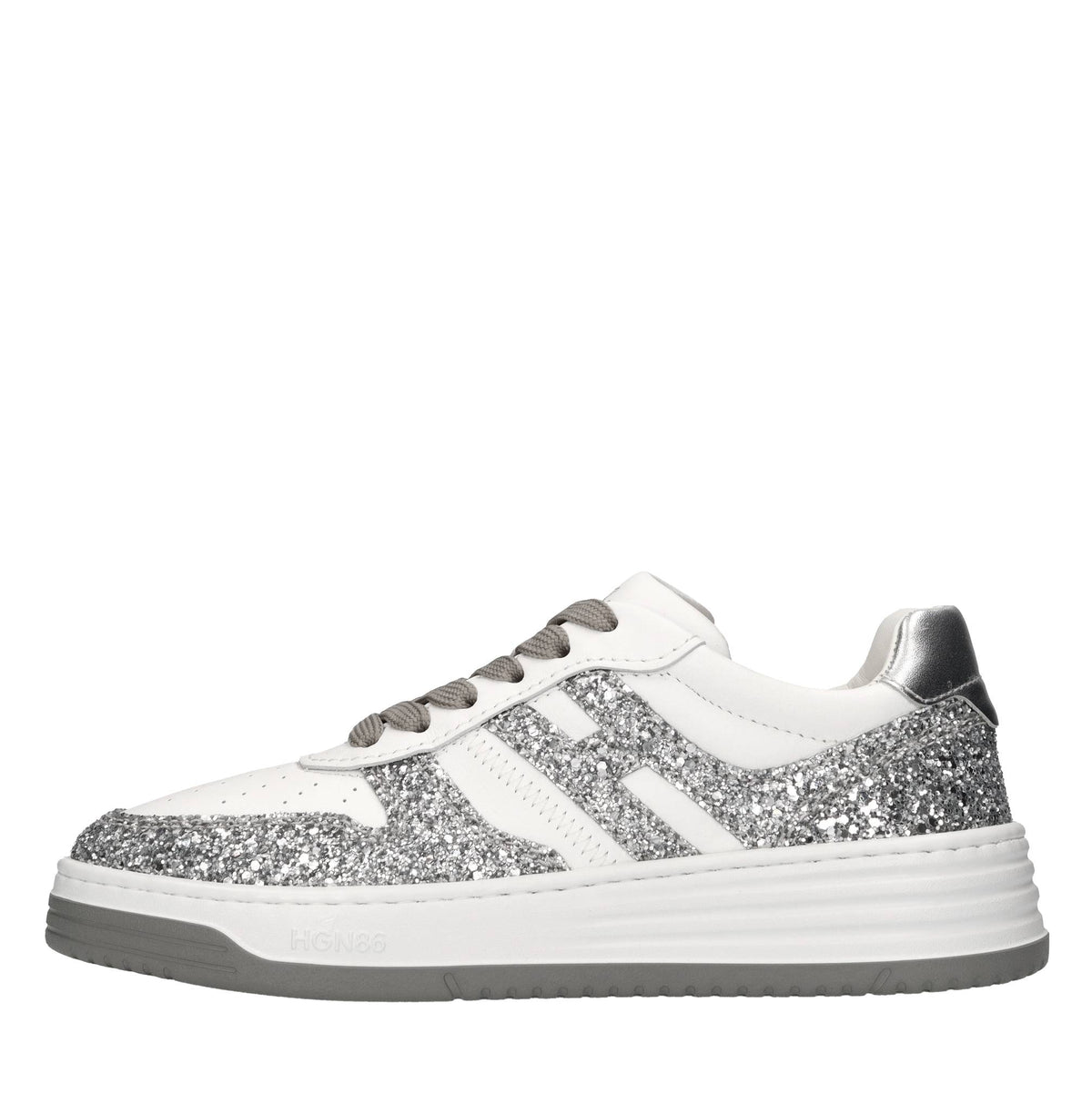 Sneakers in pelle e glitter 