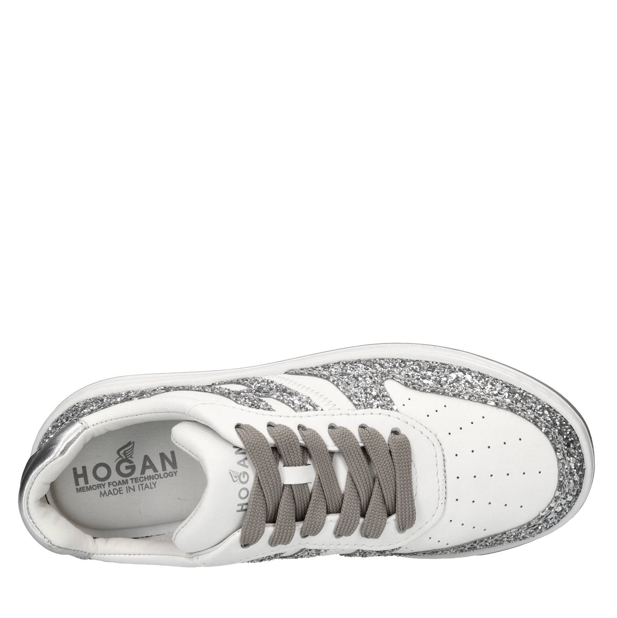 Sneakers in pelle e glitter 