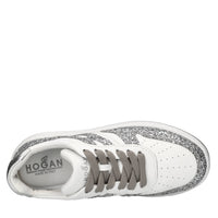 Sneakers in pelle e glitter 