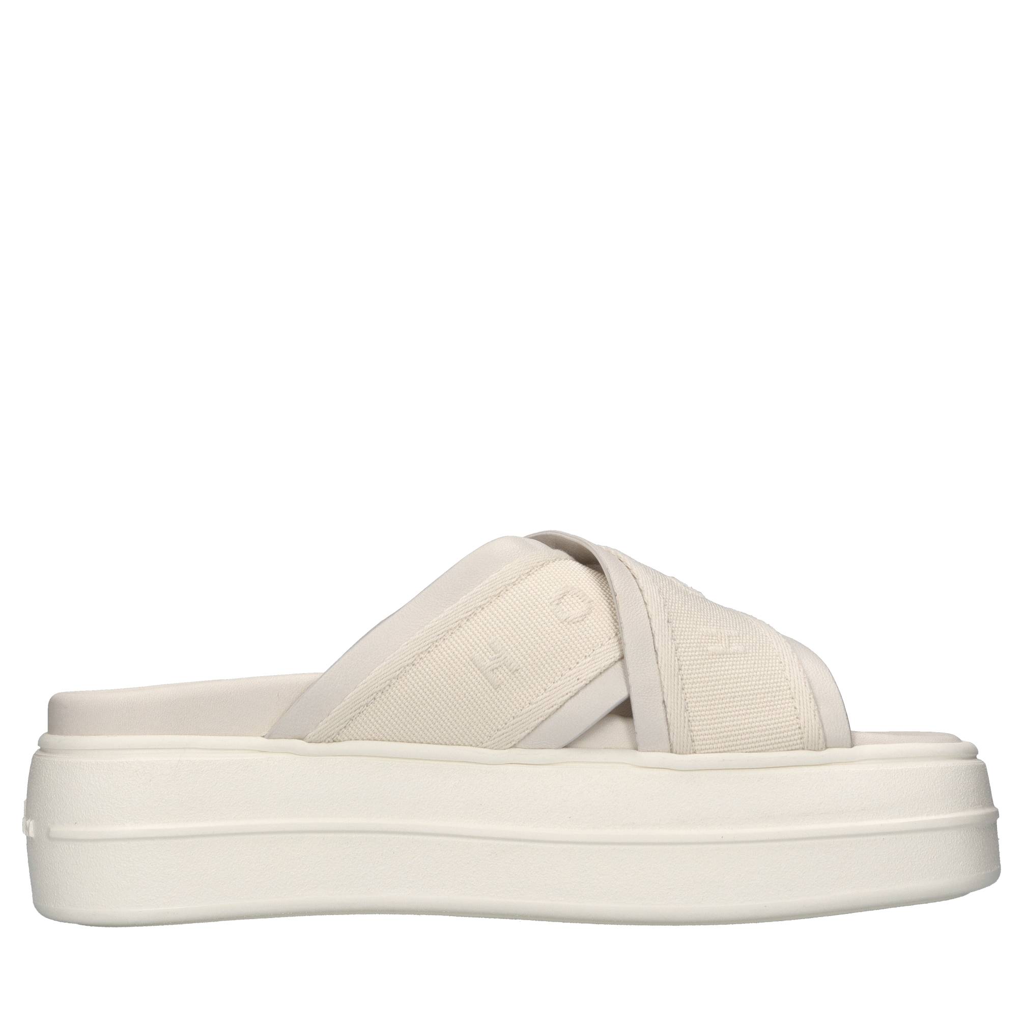 Mules in pelle e tessuto 
