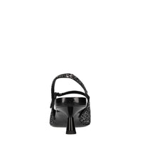 Décolleté slingback in pelle e glitter 