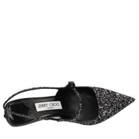 Décolleté slingback in pelle e glitter 