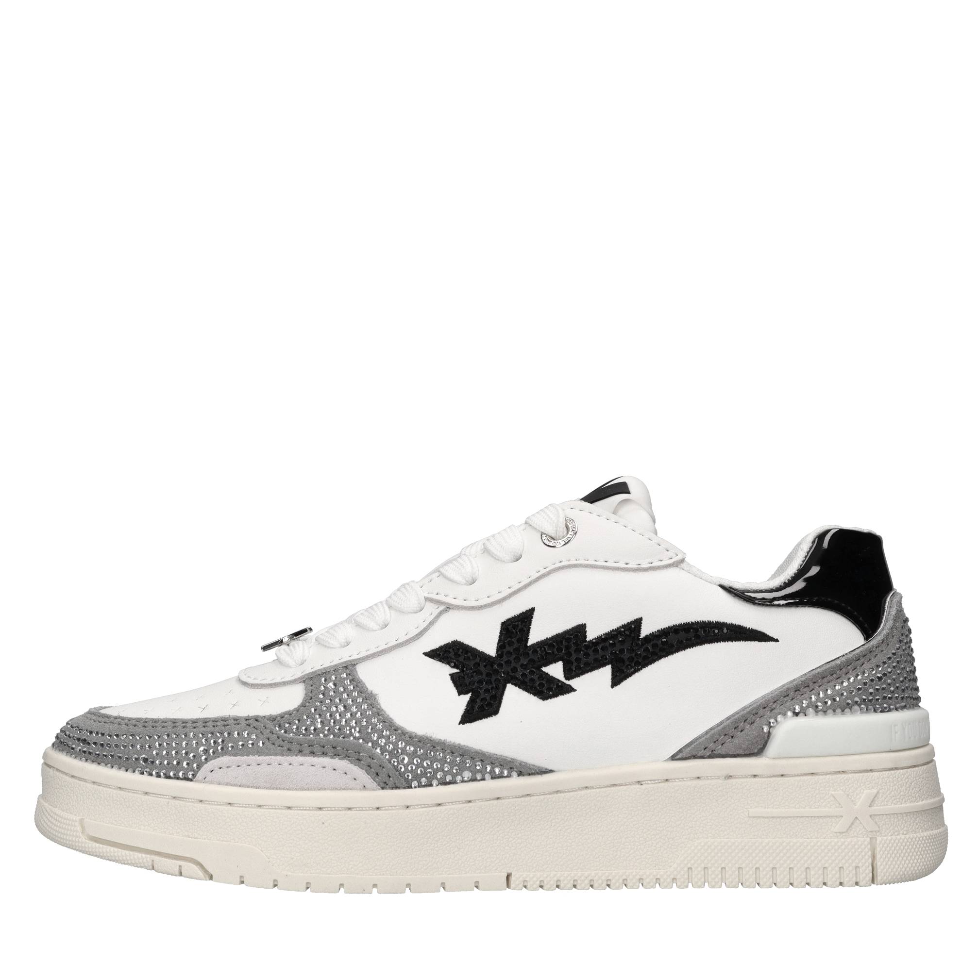 Sneakers in pelle ecopelle e strass 