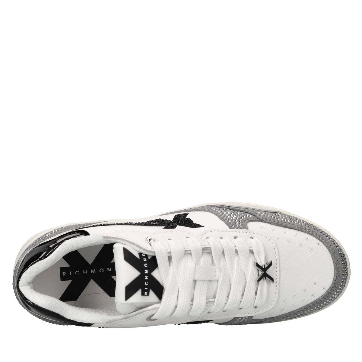 Sneakers in pelle ecopelle e strass 