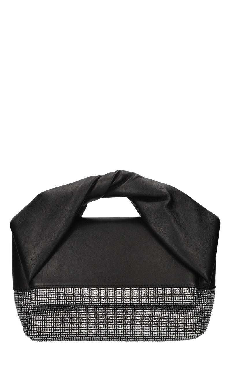 Borsa Twister in pelle e strass 