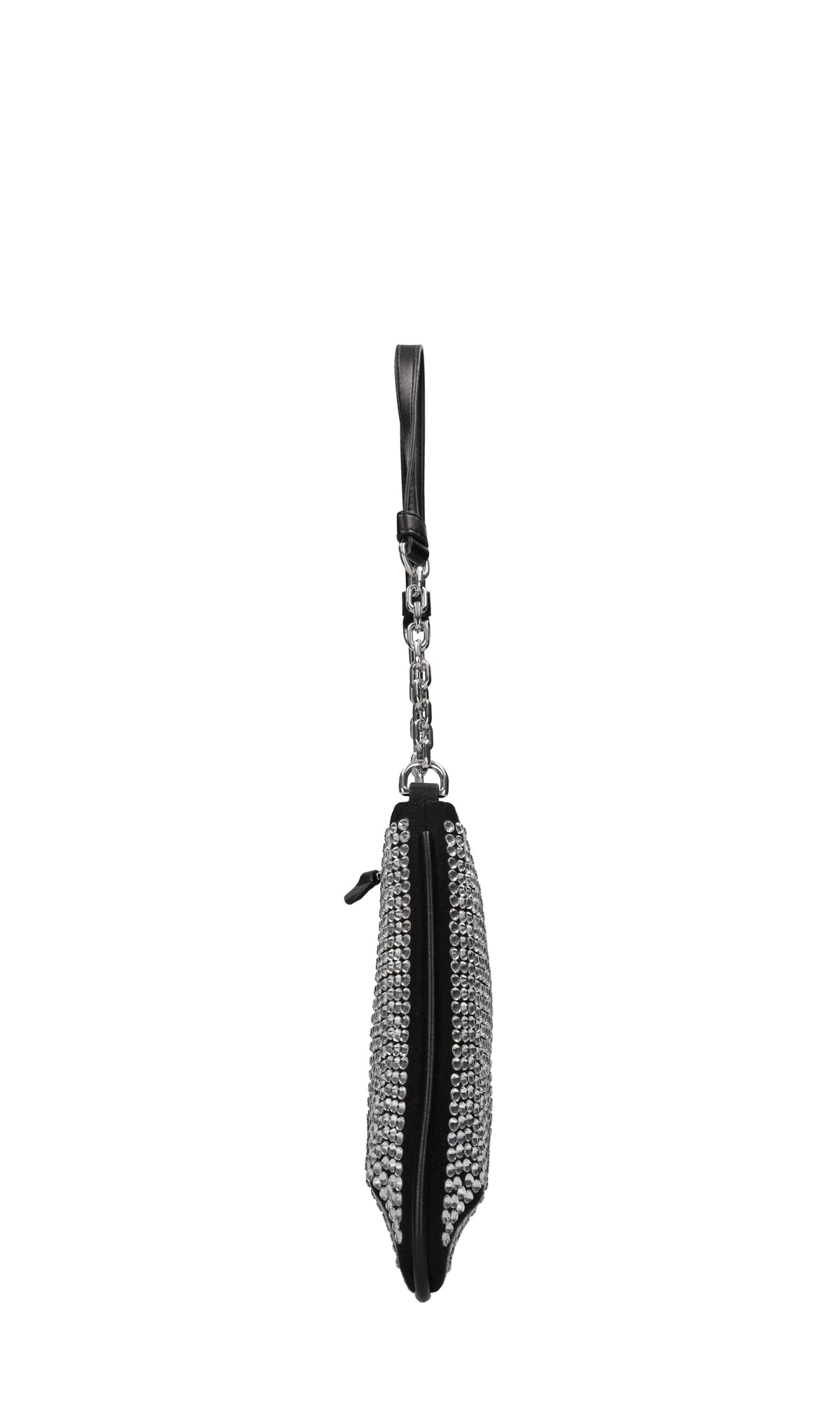 Borsa in tessuto con strass ed ecopelle 