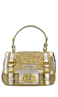 Borsa Atena in rafia e pelle 