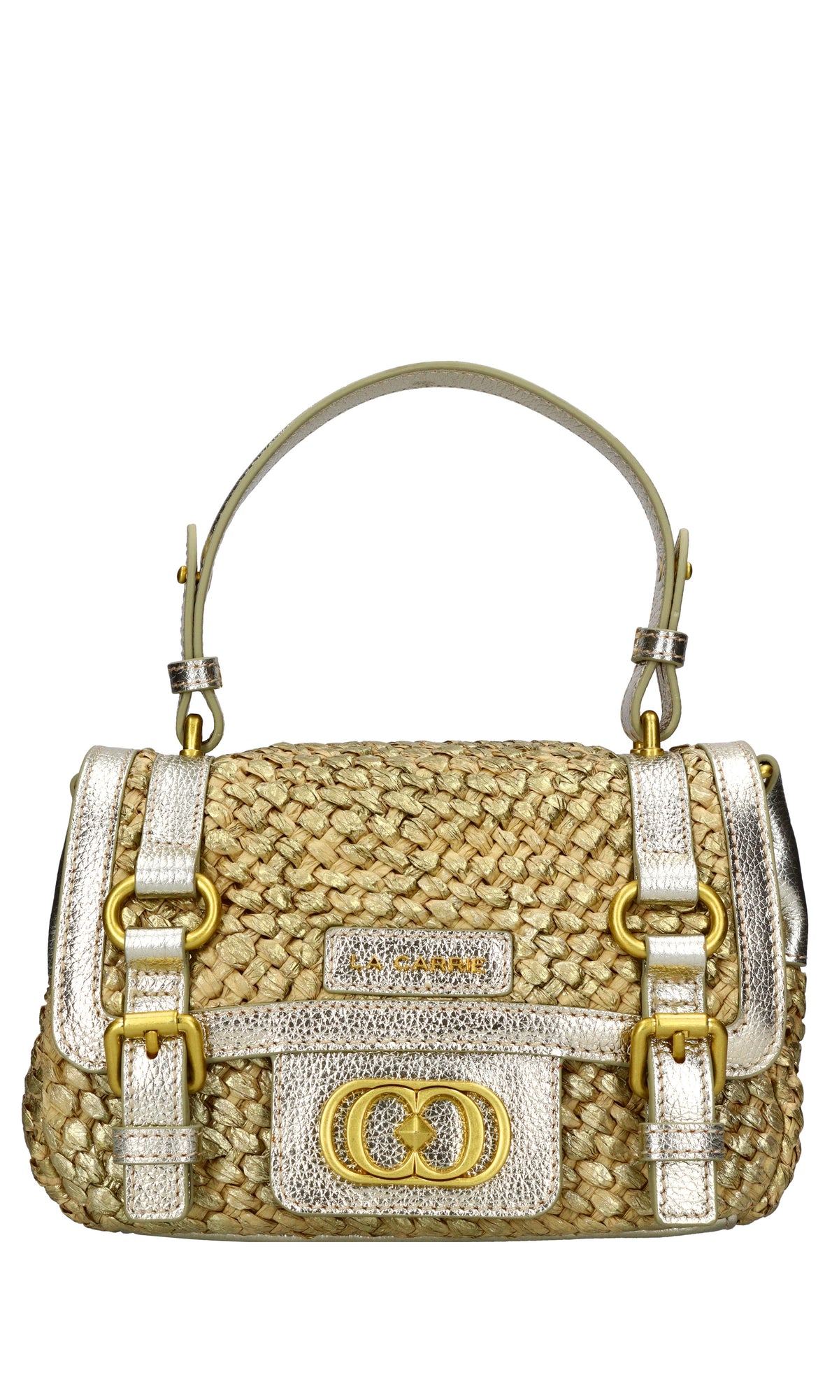 Borsa Atena in rafia e pelle 