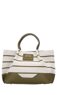 Borsa Stripes in tessuto ed ecopelle 