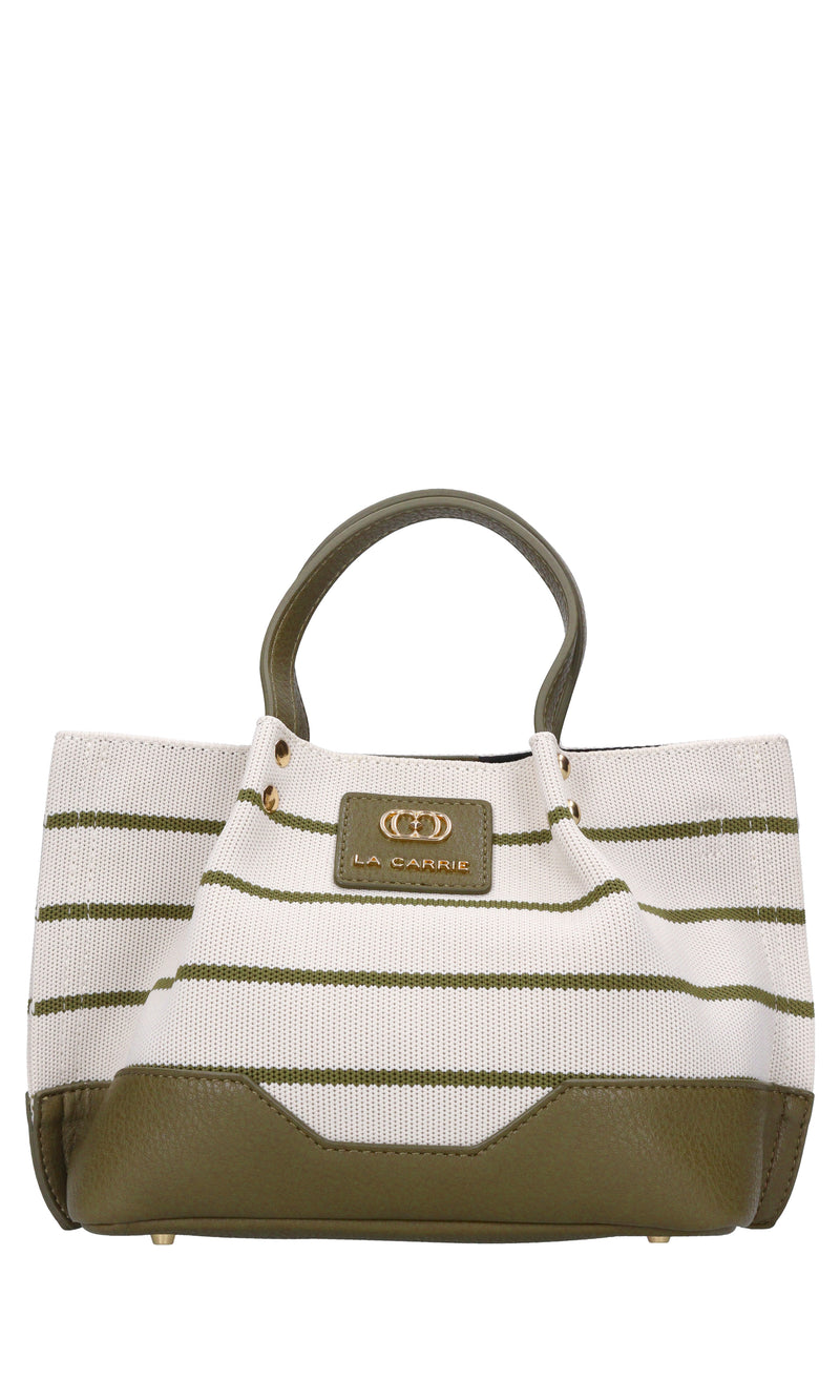 Borsa Stripes in tessuto ed ecopelle 