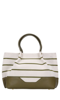 Borsa Stripes in tessuto ed ecopelle 