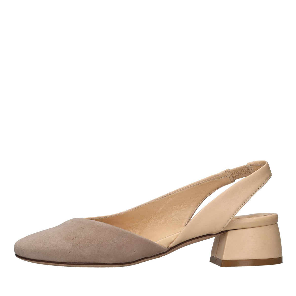 Décolléte slingback in pelle e camoscio 
