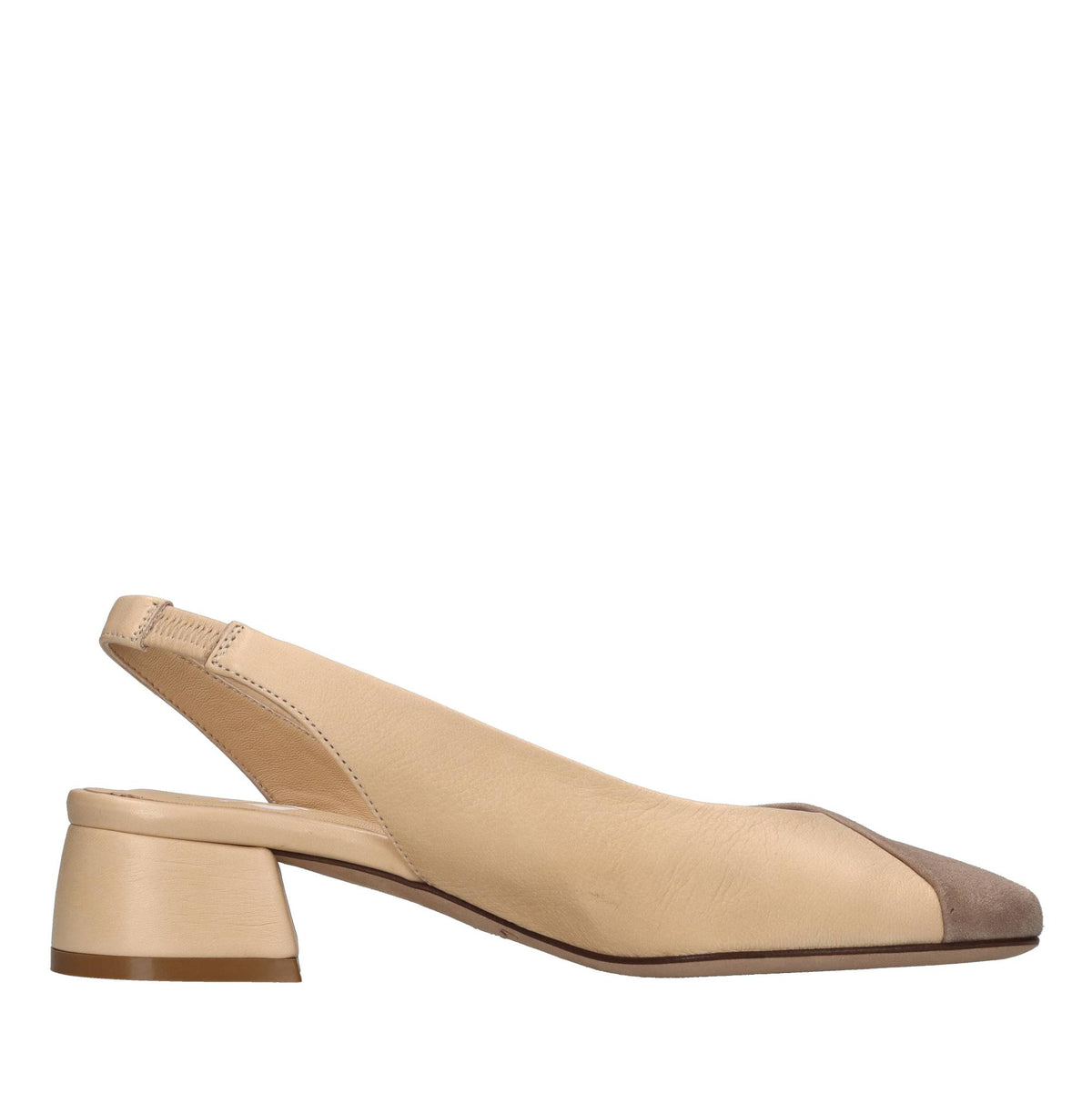 Décolléte slingback in pelle e camoscio 