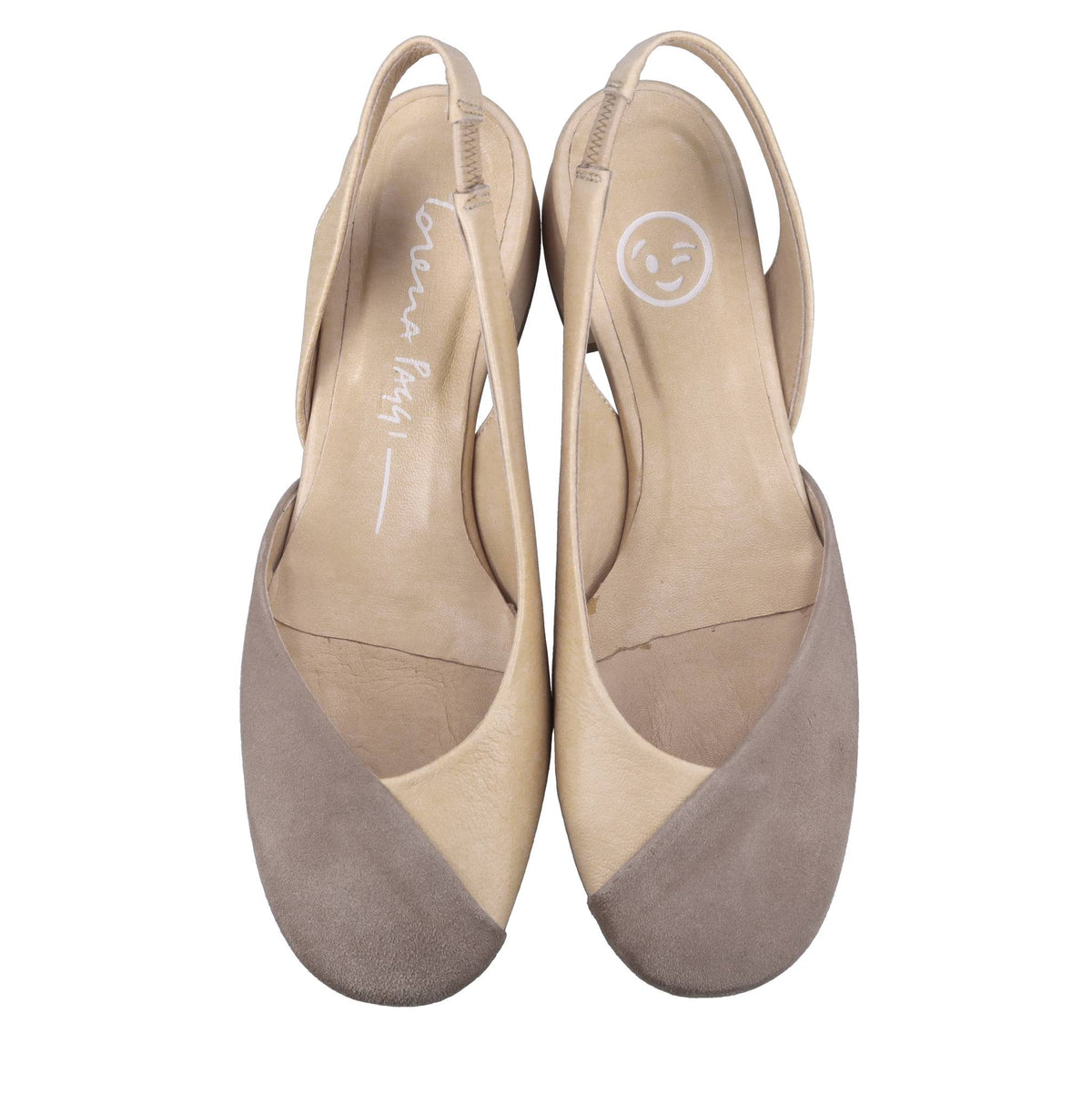 Décolléte slingback in pelle e camoscio 