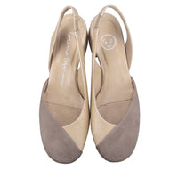 Décolléte slingback in pelle e camoscio 