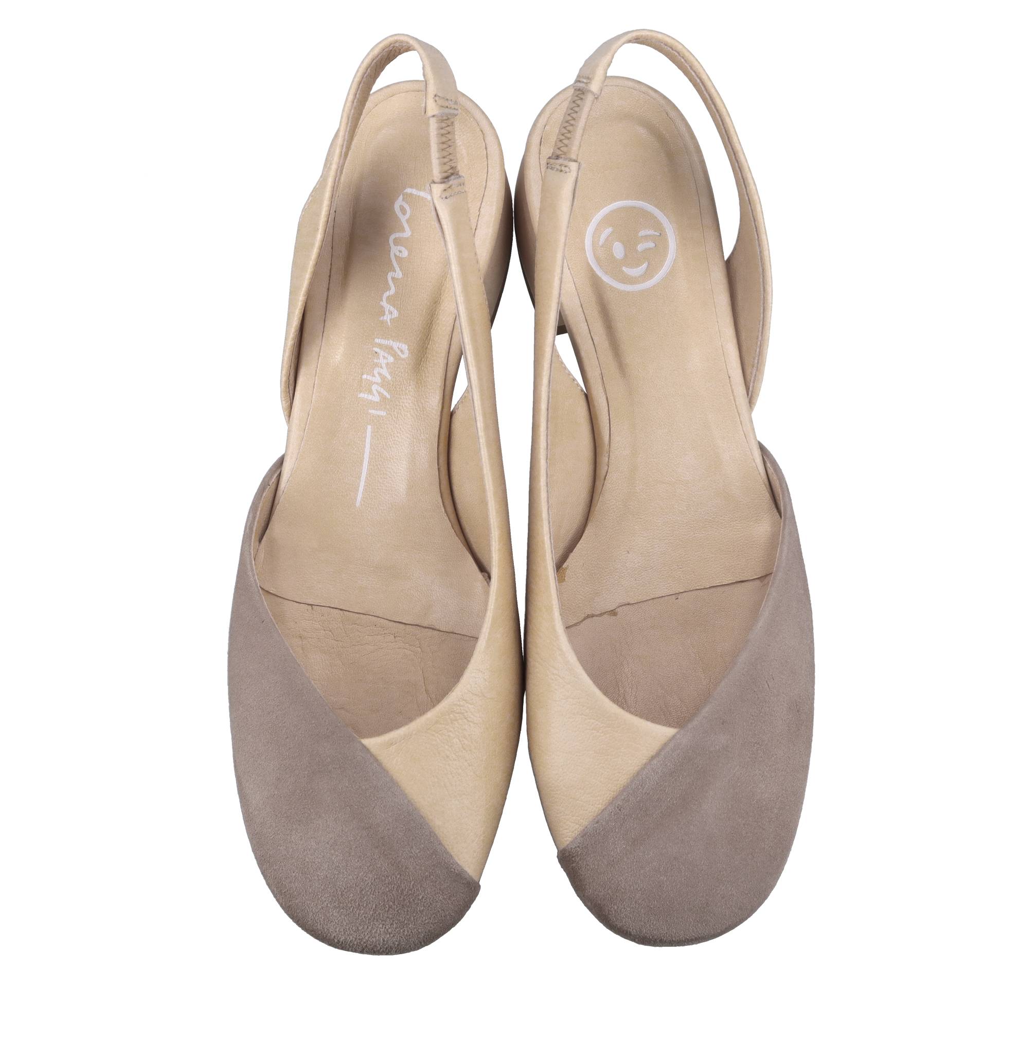 Décolléte slingback in pelle e camoscio 