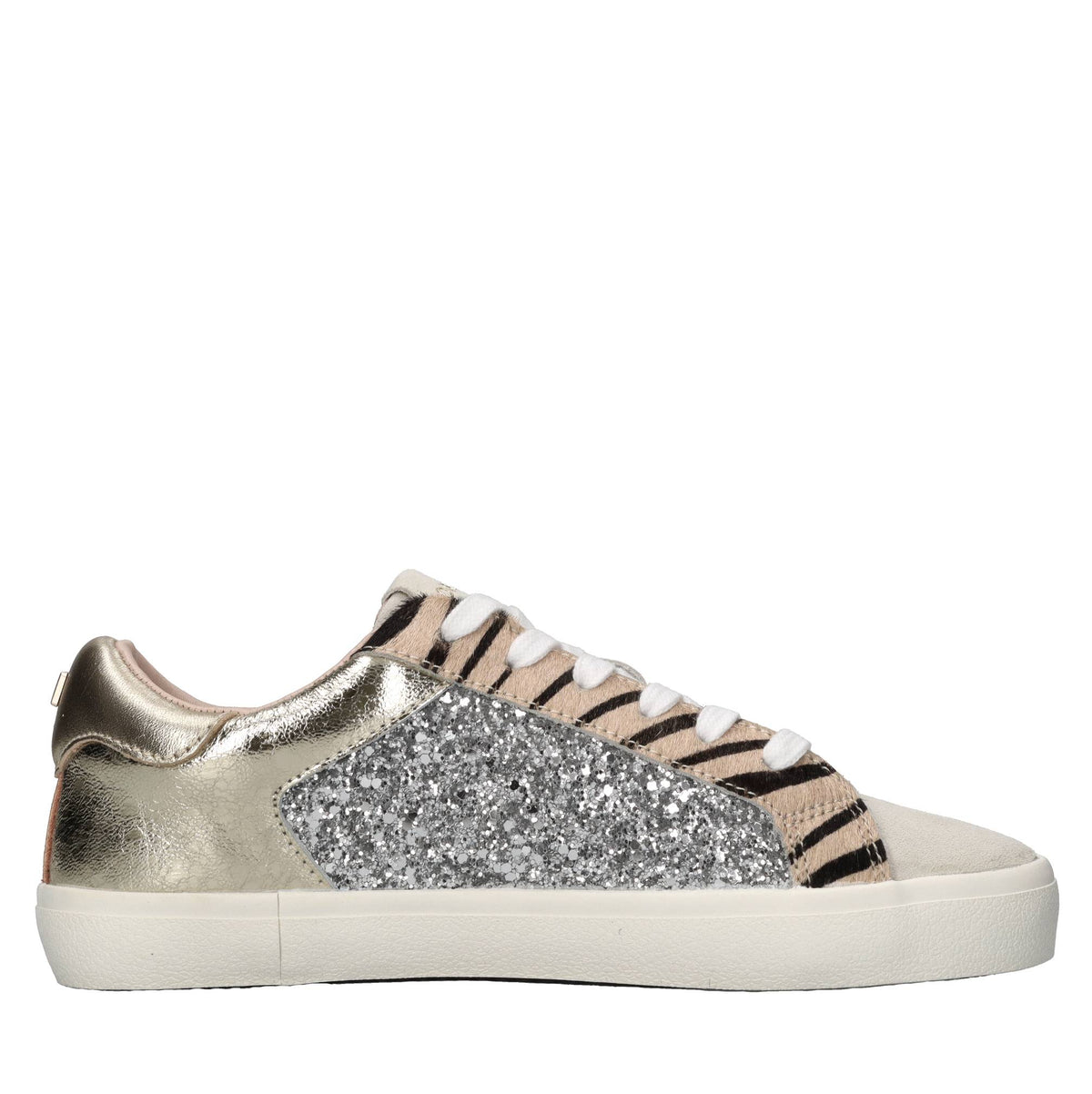 Sneakers in pelle cavallino e glitter 
