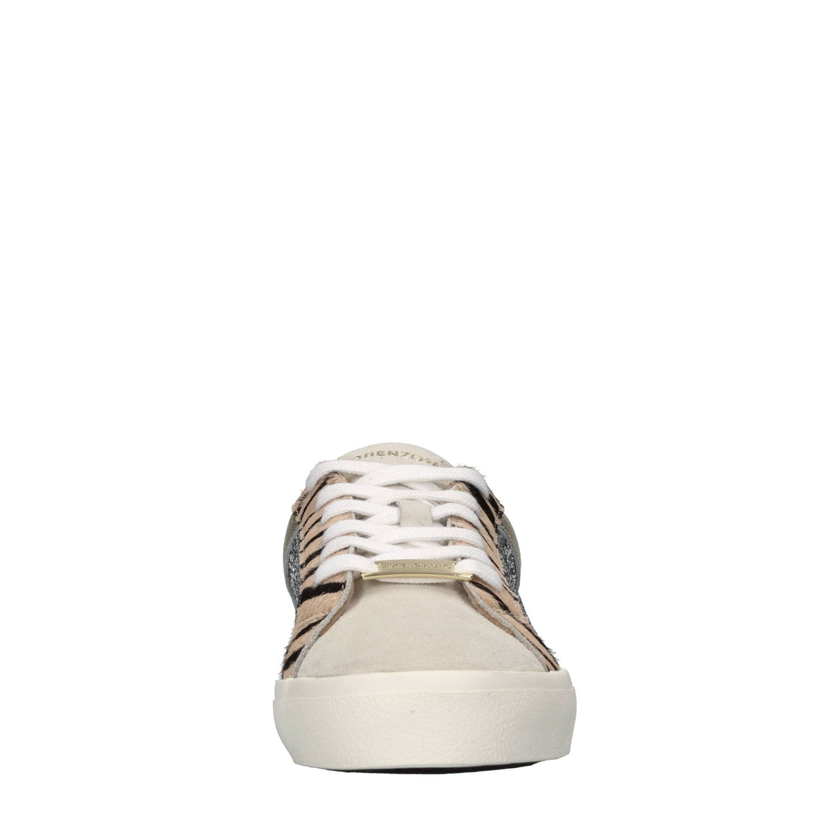 Sneakers in pelle cavallino e glitter 
