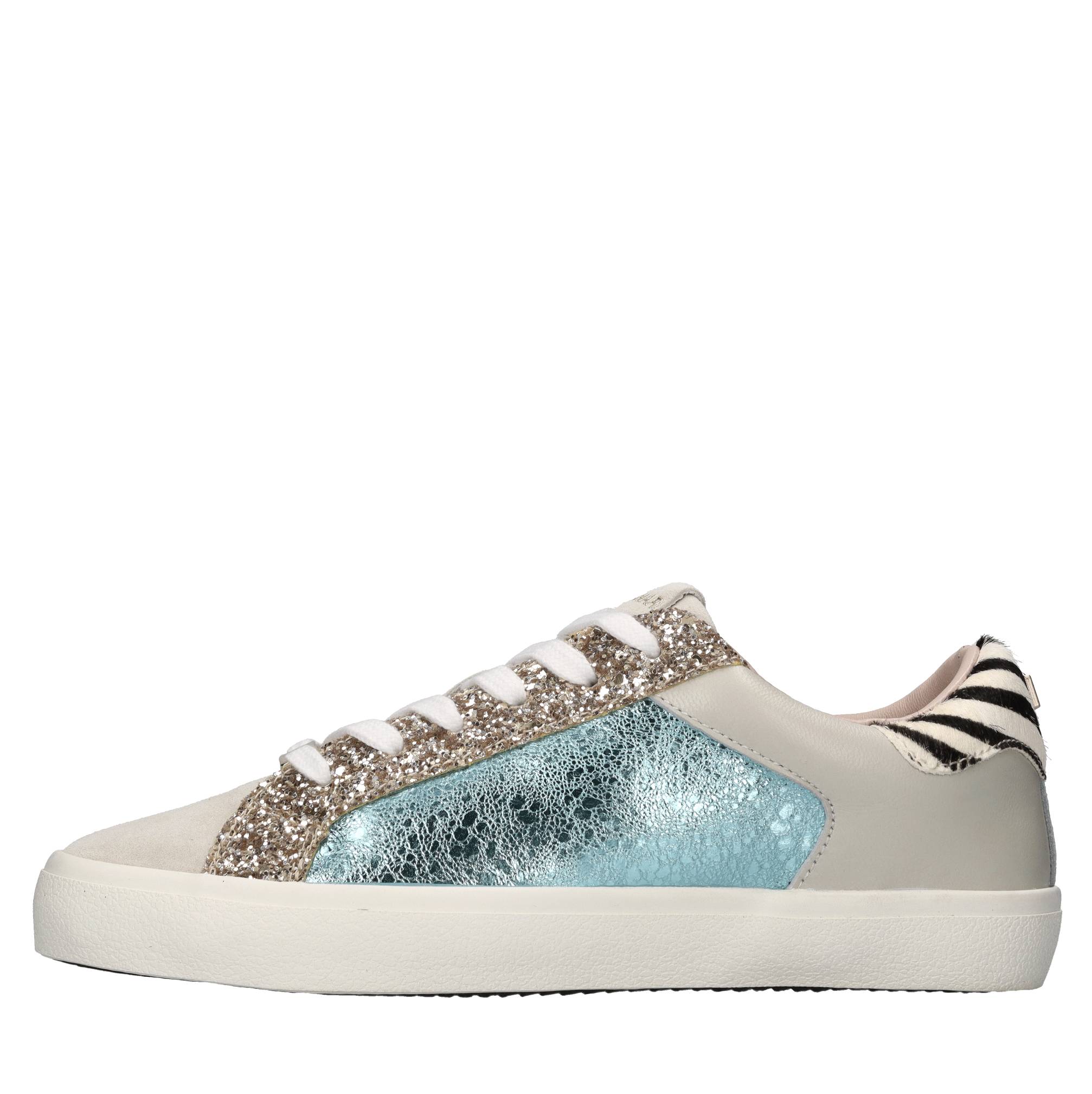 Sneakers in pelle cavallino e glitter 