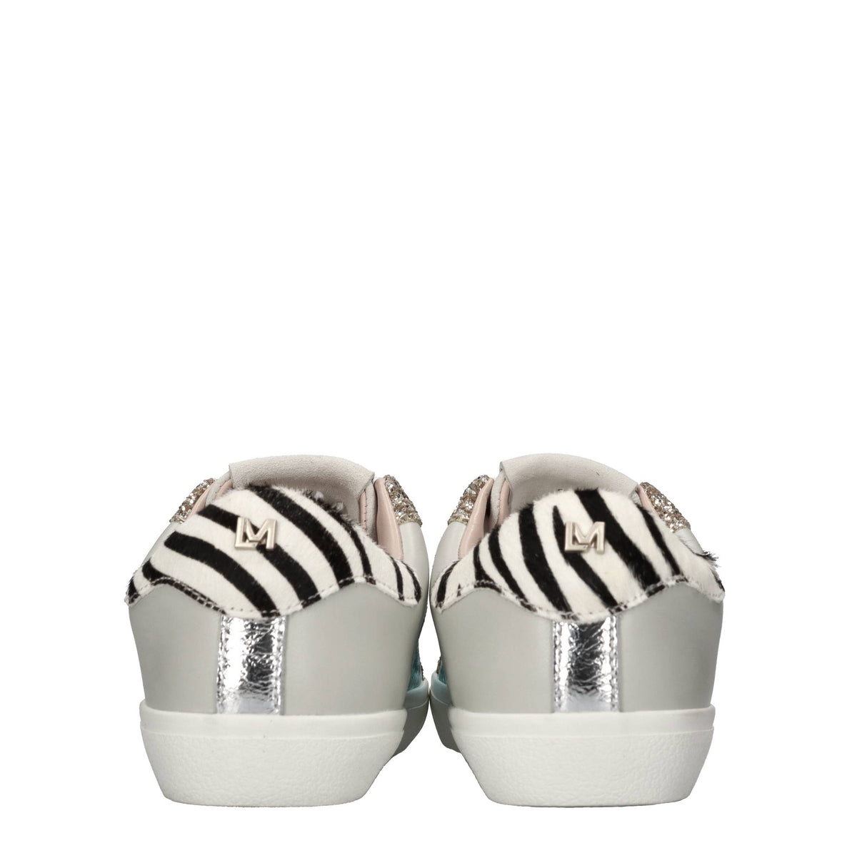 Sneakers in pelle cavallino e glitter 