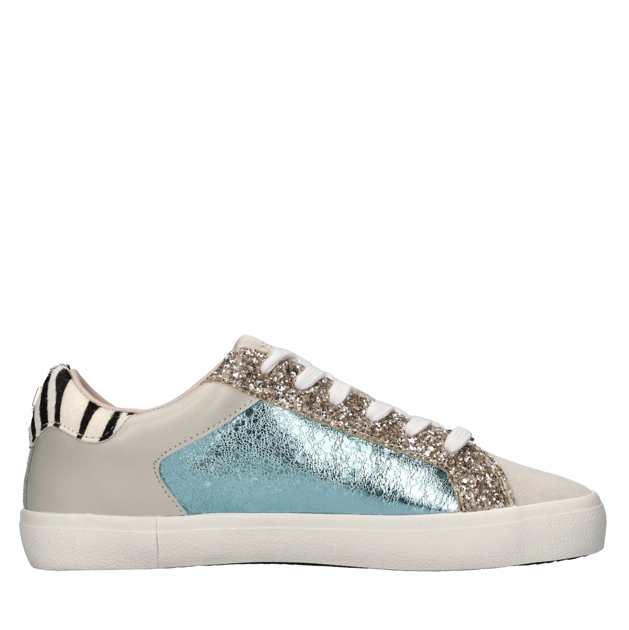 Sneakers in pelle cavallino e glitter 