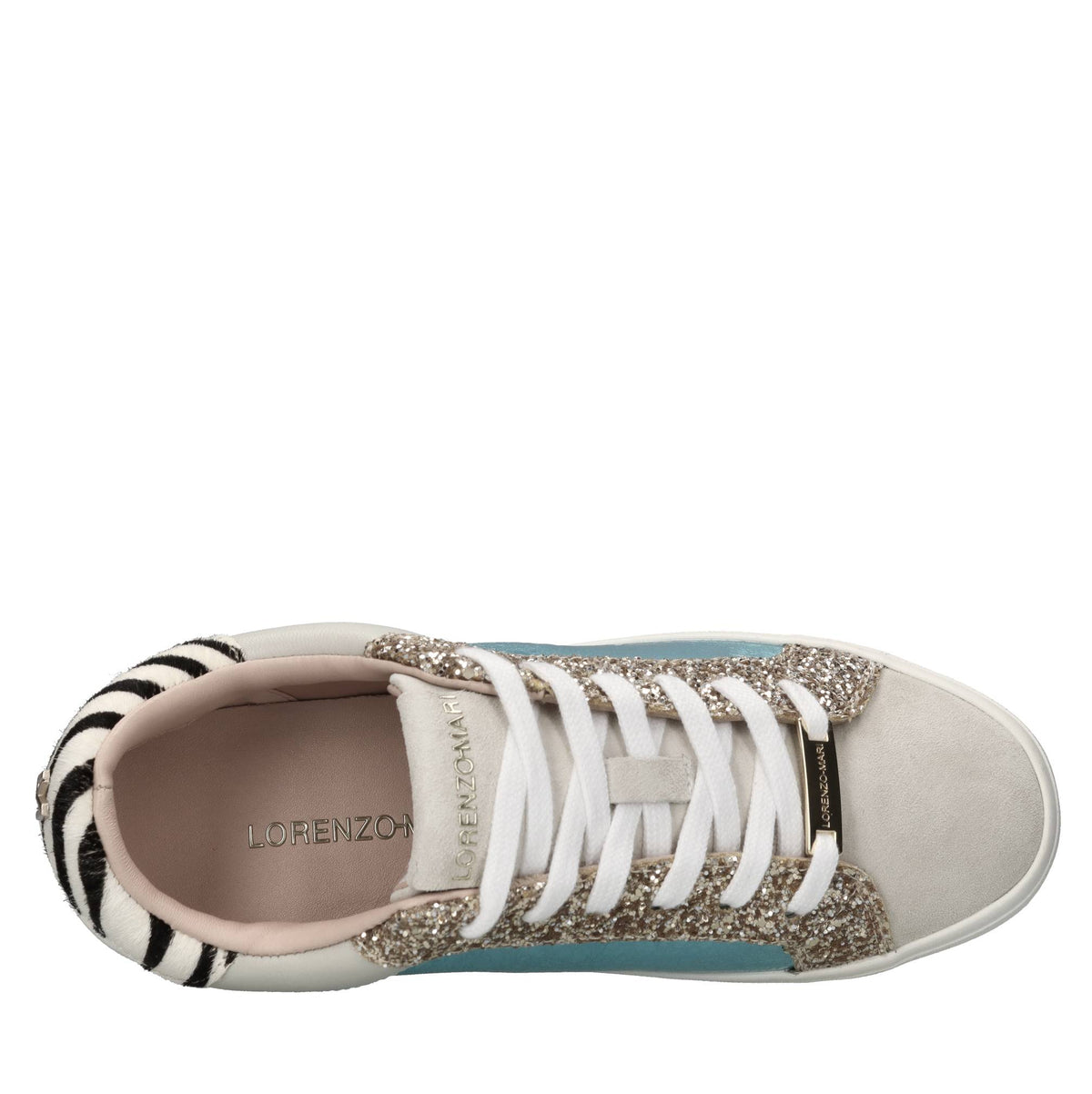 Sneakers in pelle cavallino e glitter 