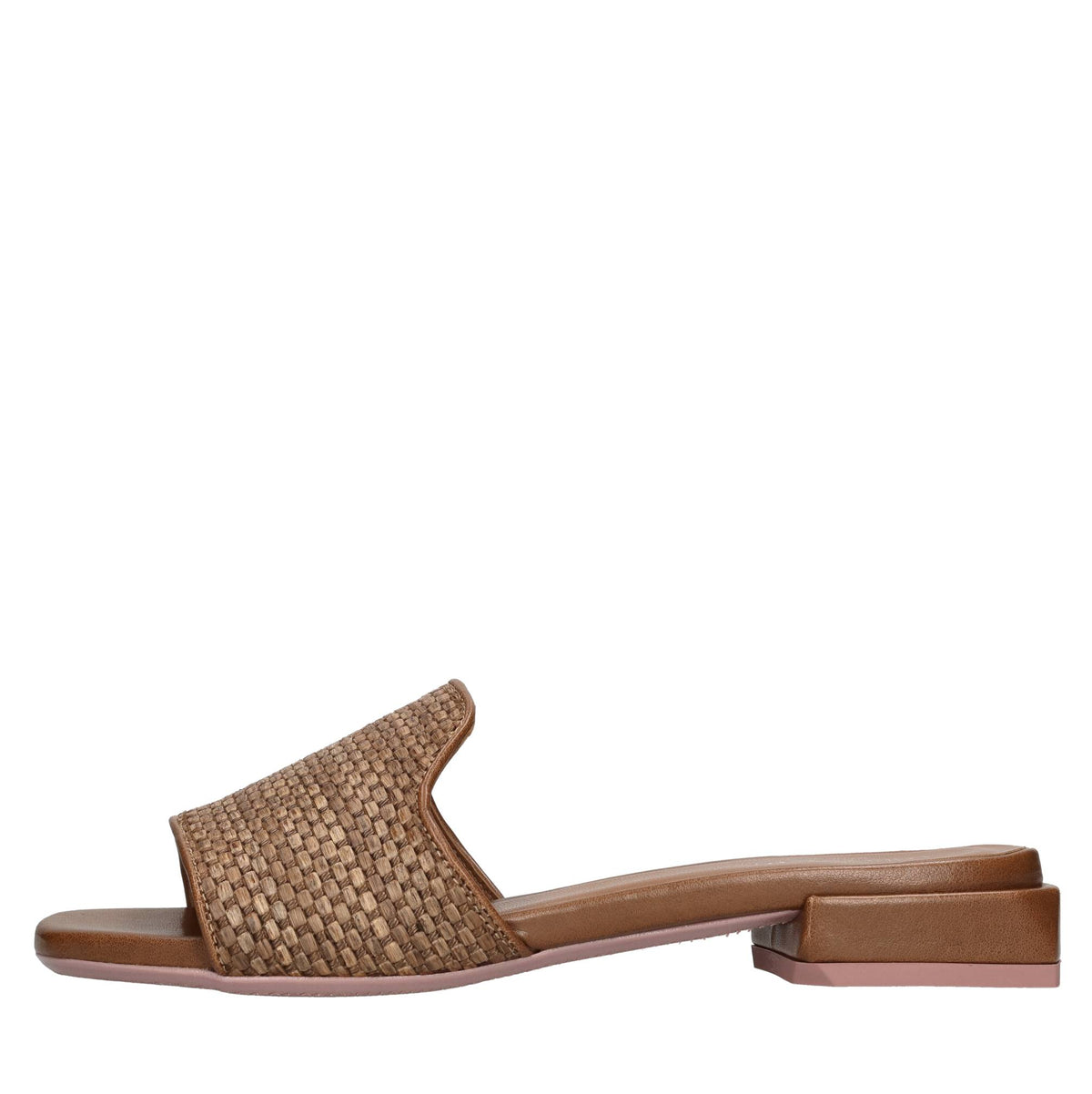 Mules in rafia e tessuto 