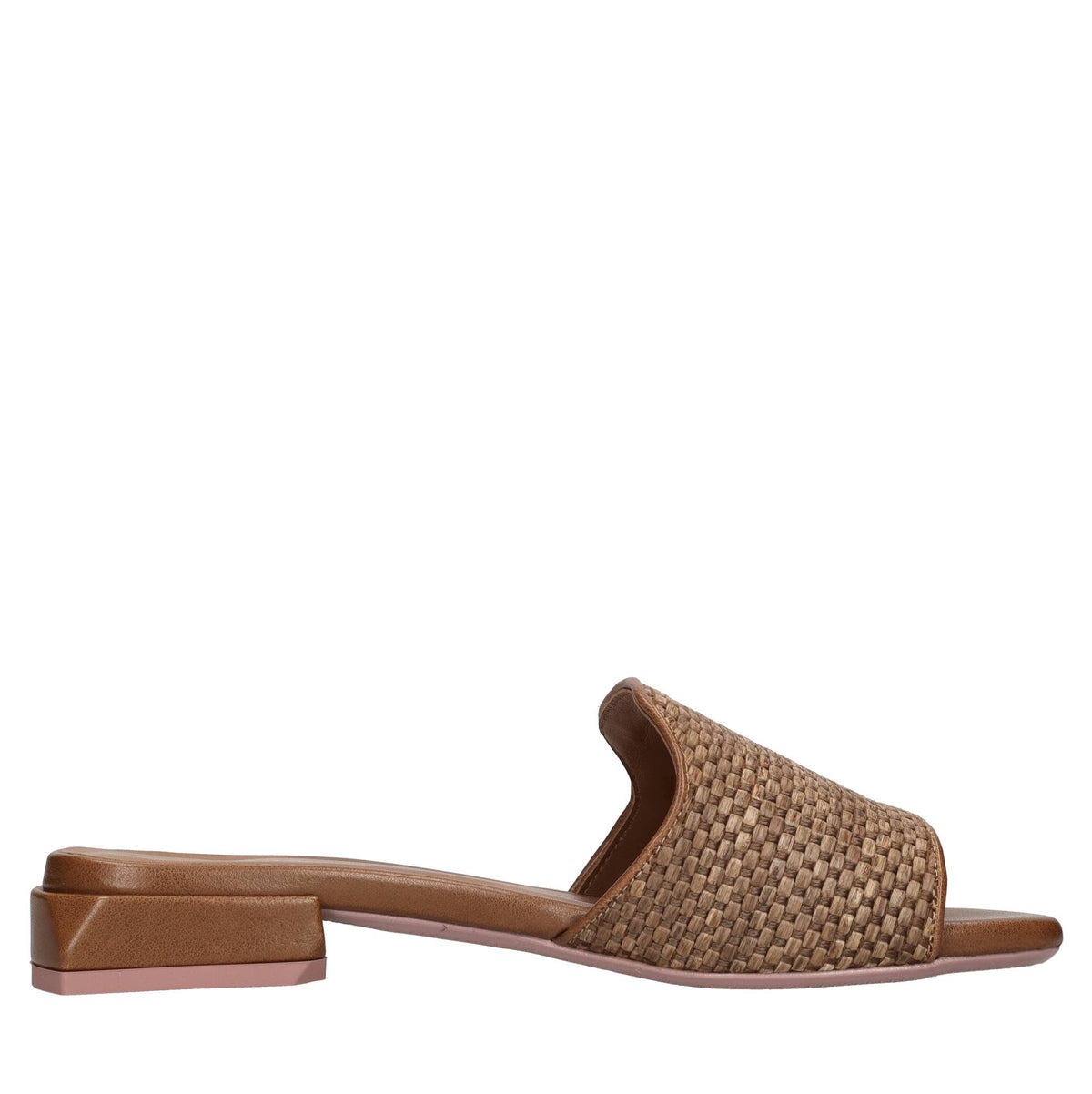 Mules in rafia e tessuto 