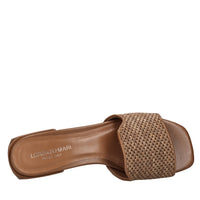 Mules in rafia e tessuto 