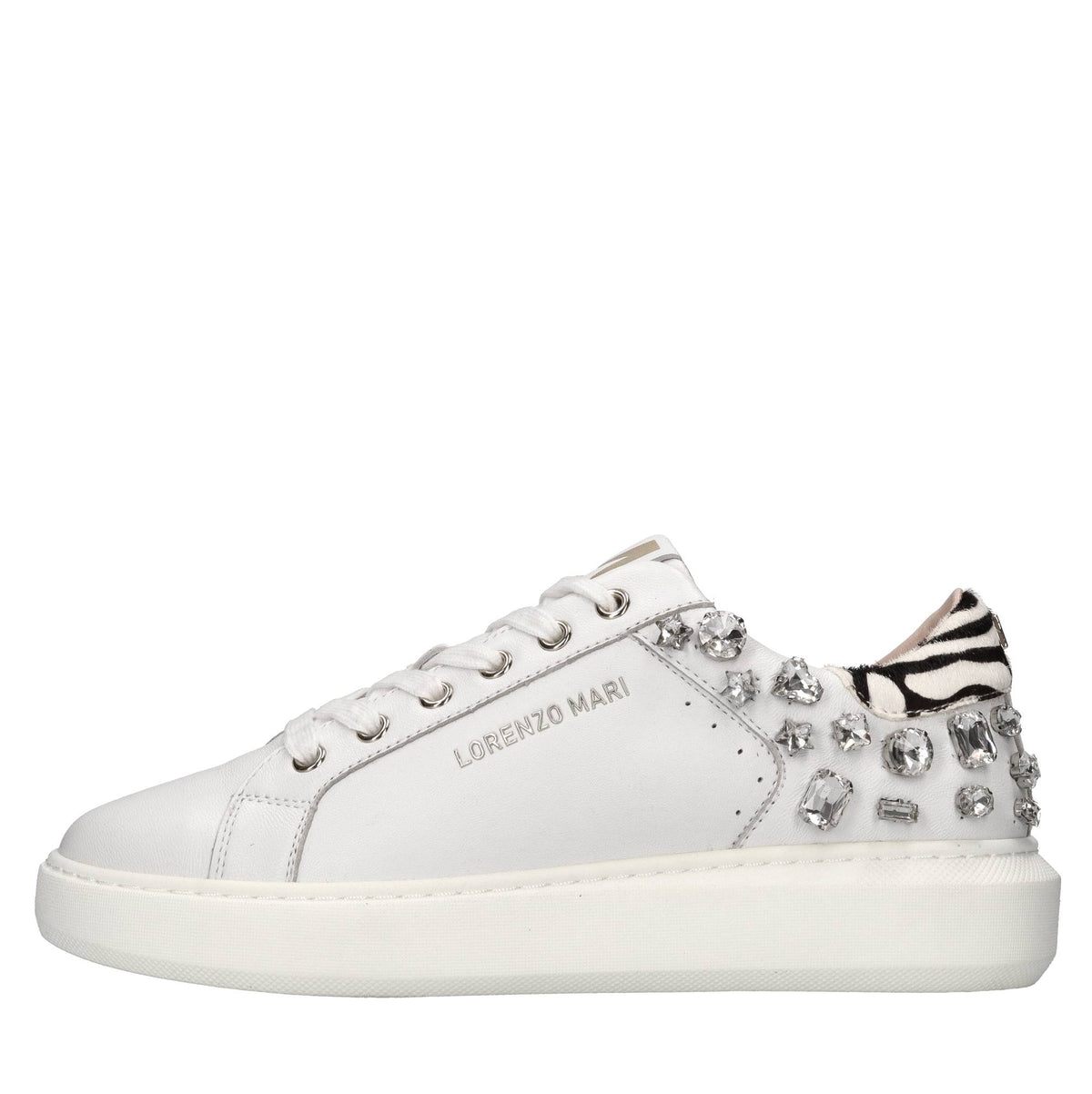 Sneakers in pelle cavallino e strass 