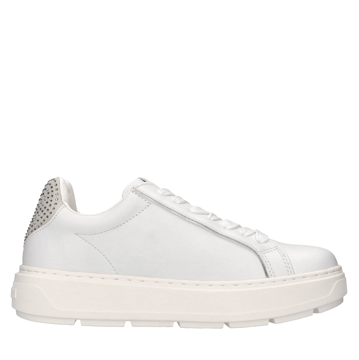 Sneakers in pelle, ecopelle e strass 