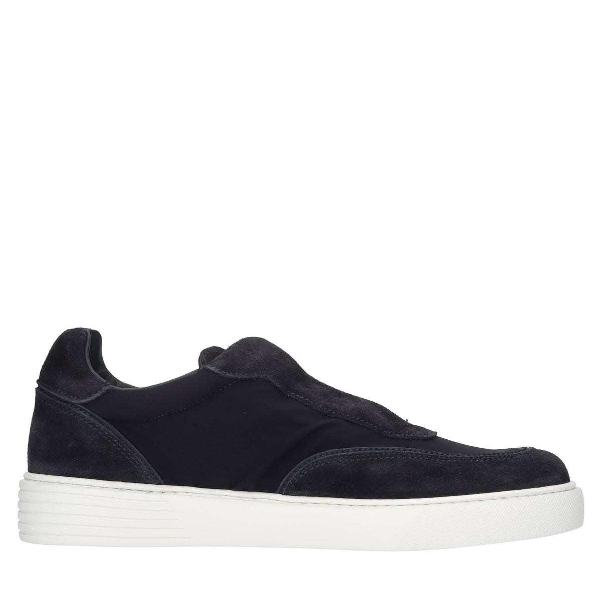 Slip-on in camoscio e tessuto elasticizzato 