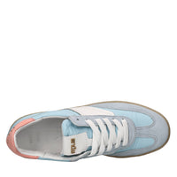 Sneakers in pelle e tessuto 