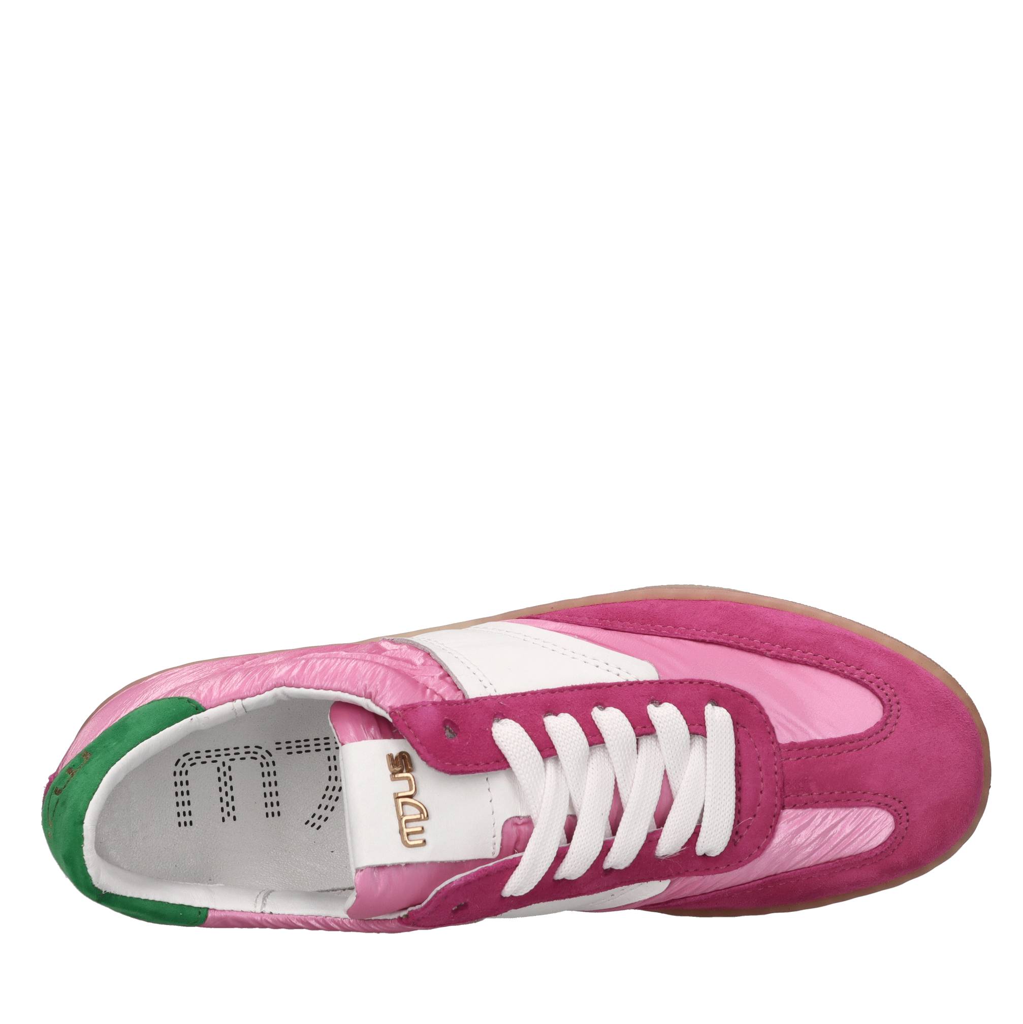 Sneakers in pelle e tessuto 