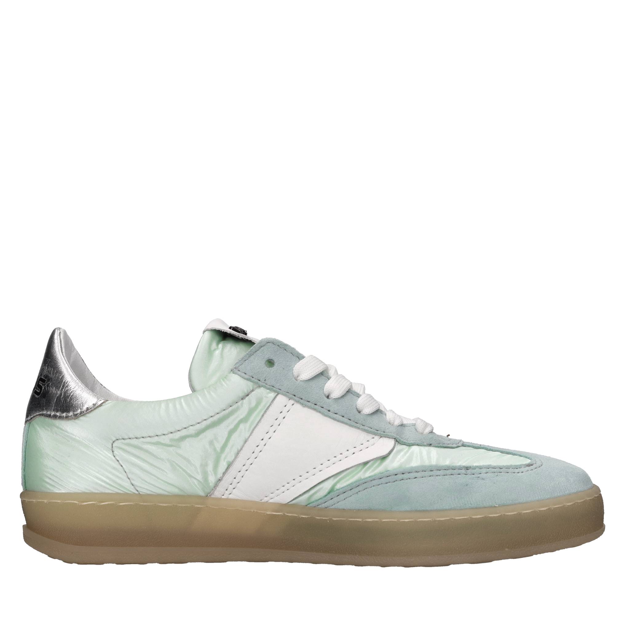 Sneakers in pelle e tessuto 